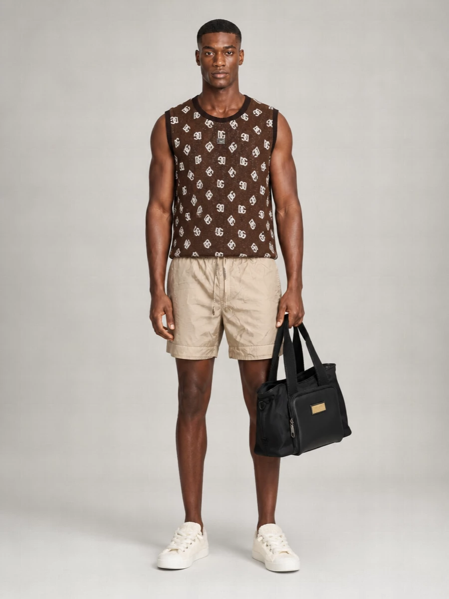 Dolce&Gabbana Logo Print Cotton Sleeveless T-Shirt