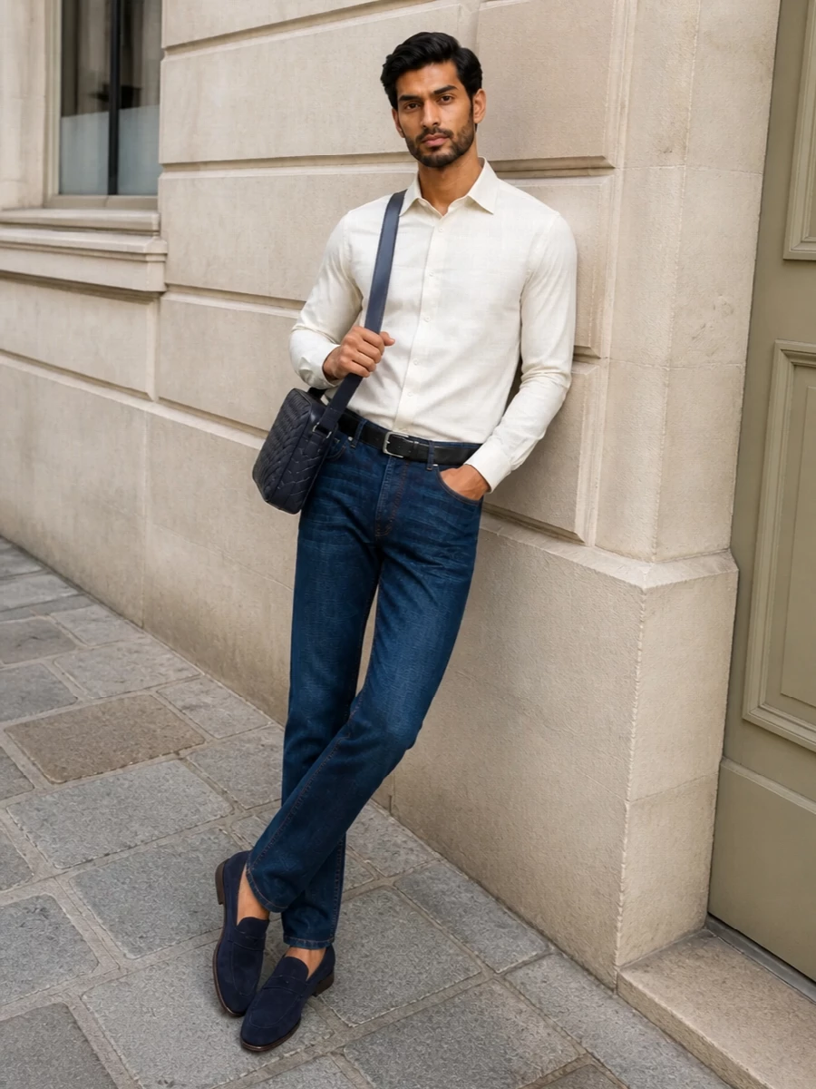 Brunello cucinelli denim bottega crossbody outfit