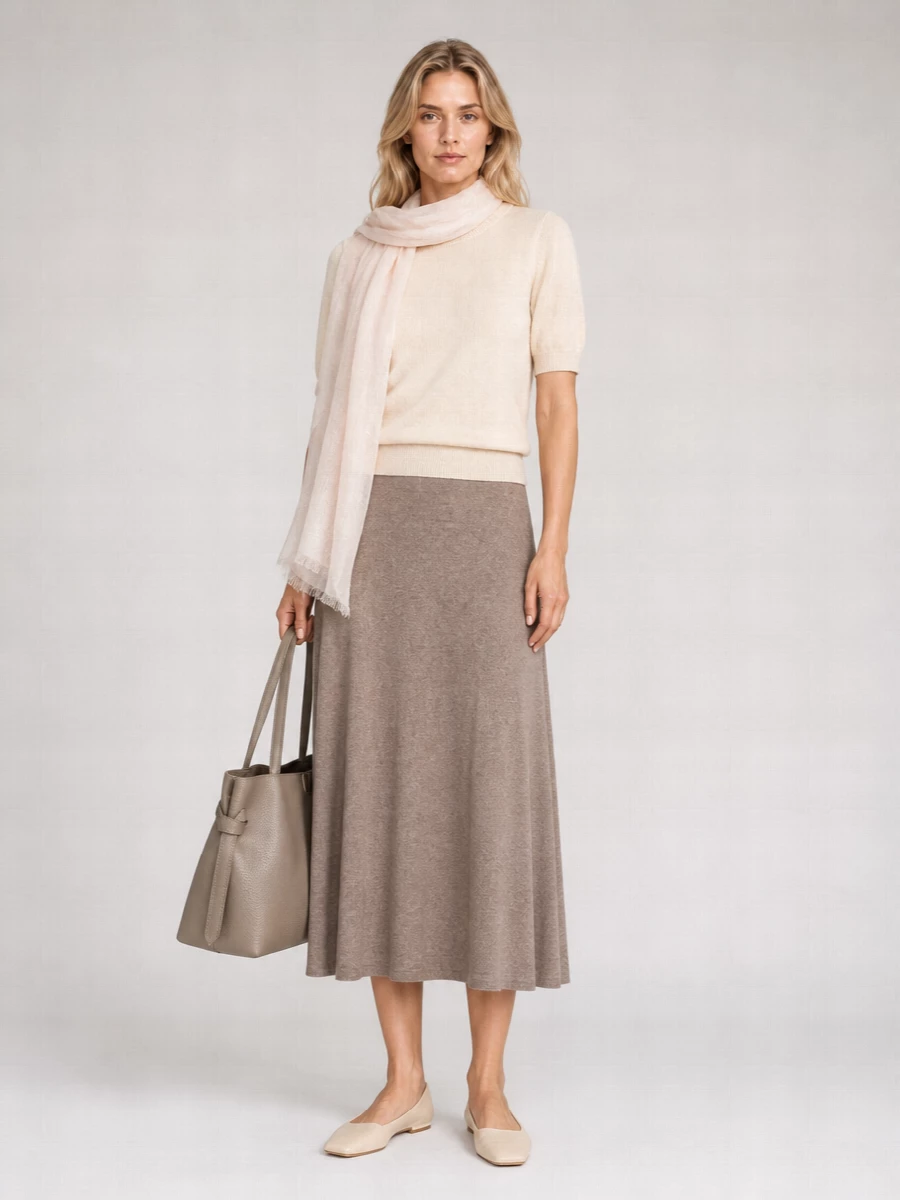 Lisa Yang Cashmere Ribbed A-Line Midi Skirt