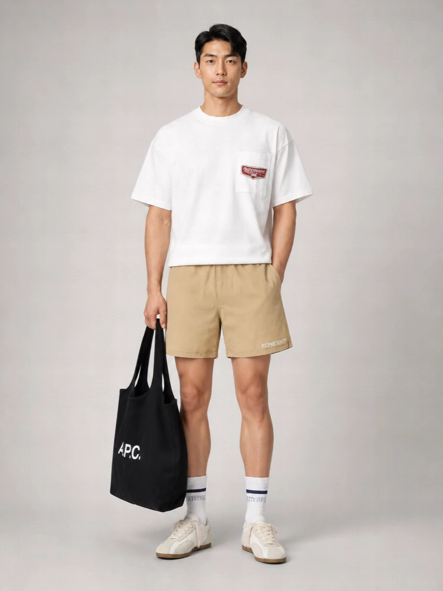 Represent Cotton Oversized Logo Print T-Shirt