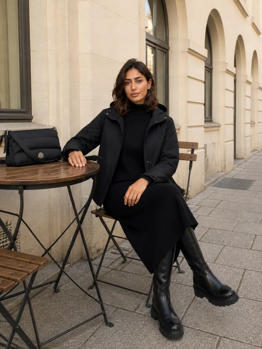 Herno parka black knit dress hogan boots