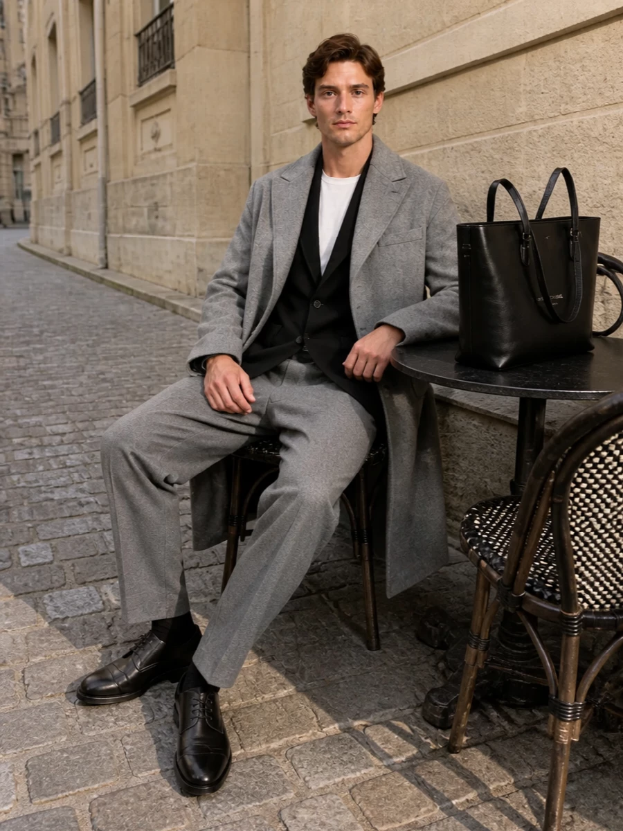 Dolce gabbana grey coat charcoal tailoring outfit