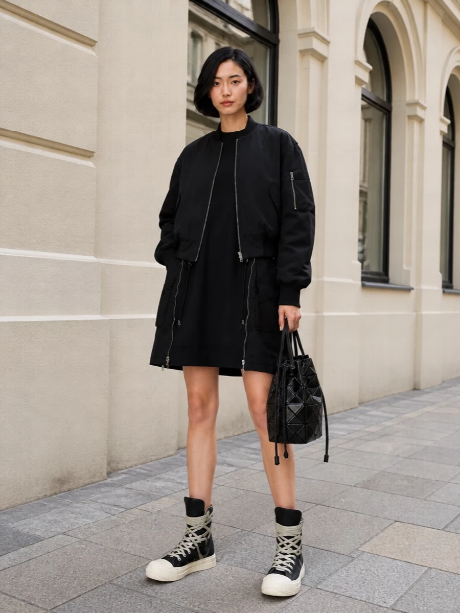 Entire studios bomber sacai dress rick owens boots