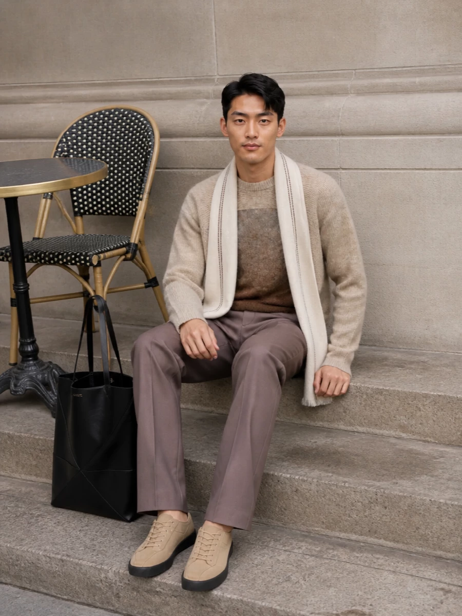 Erl gradient sweater zegna trouser row sneakers