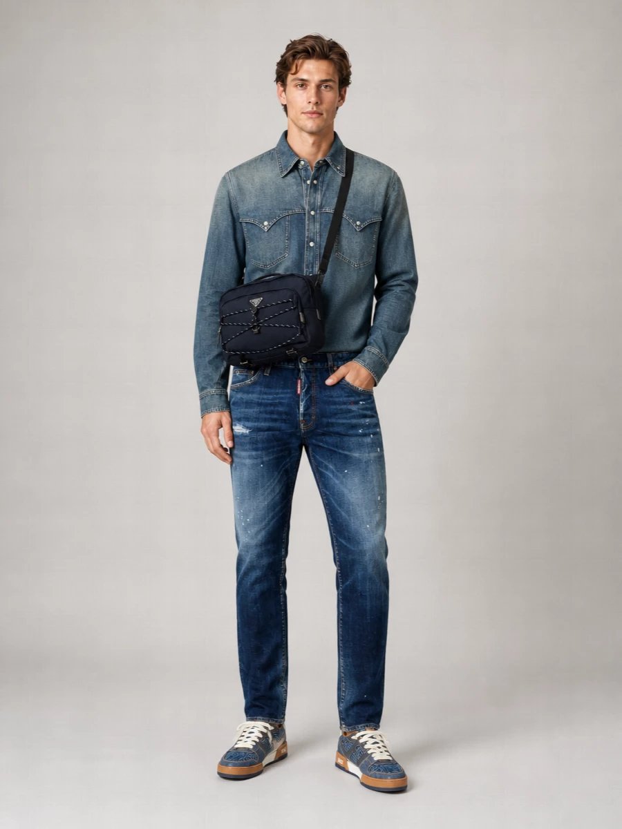 Fendi Denim Low-Top Sneakers