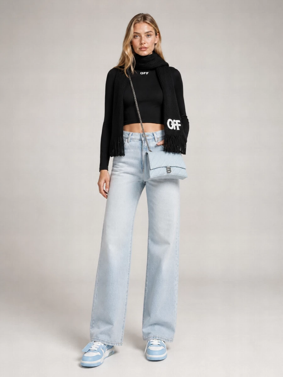 Off-White Denim Wide-Leg Jeans