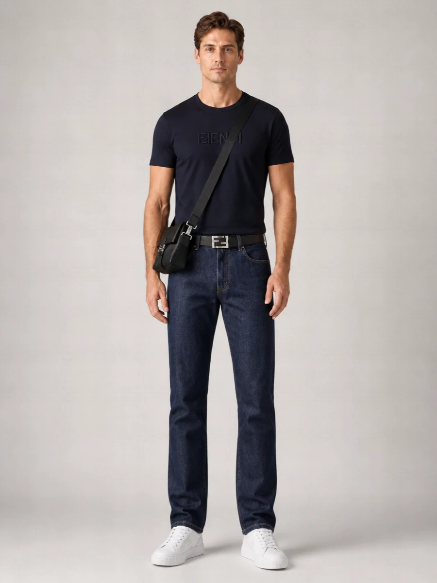 Fendi Calfskin Leather Reversible Belt