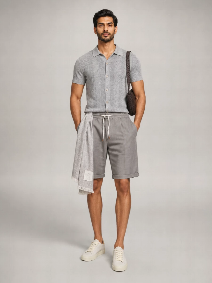 Brunello Cucinelli Ribbed Linen And Cotton Blend Short-Sleeve Polo Shirt
