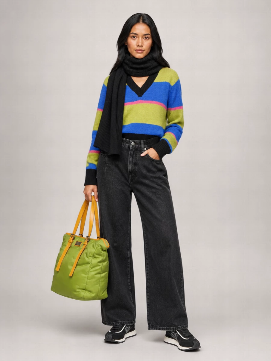 Dolce&Gabbana Cashmere Multicolor Striped V-Neck Jumper