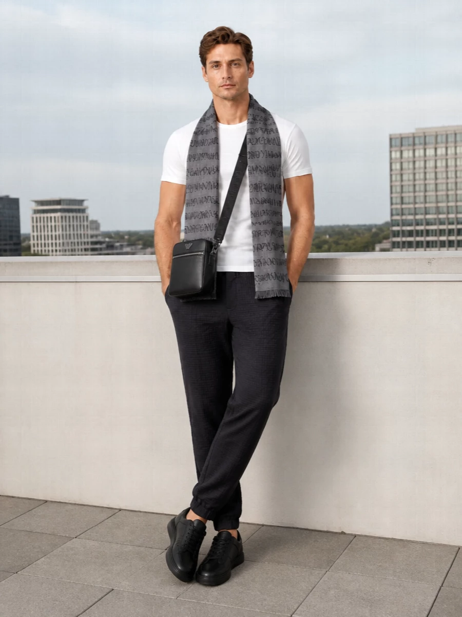 Emporio armani white tee charcoal joggers sneakers