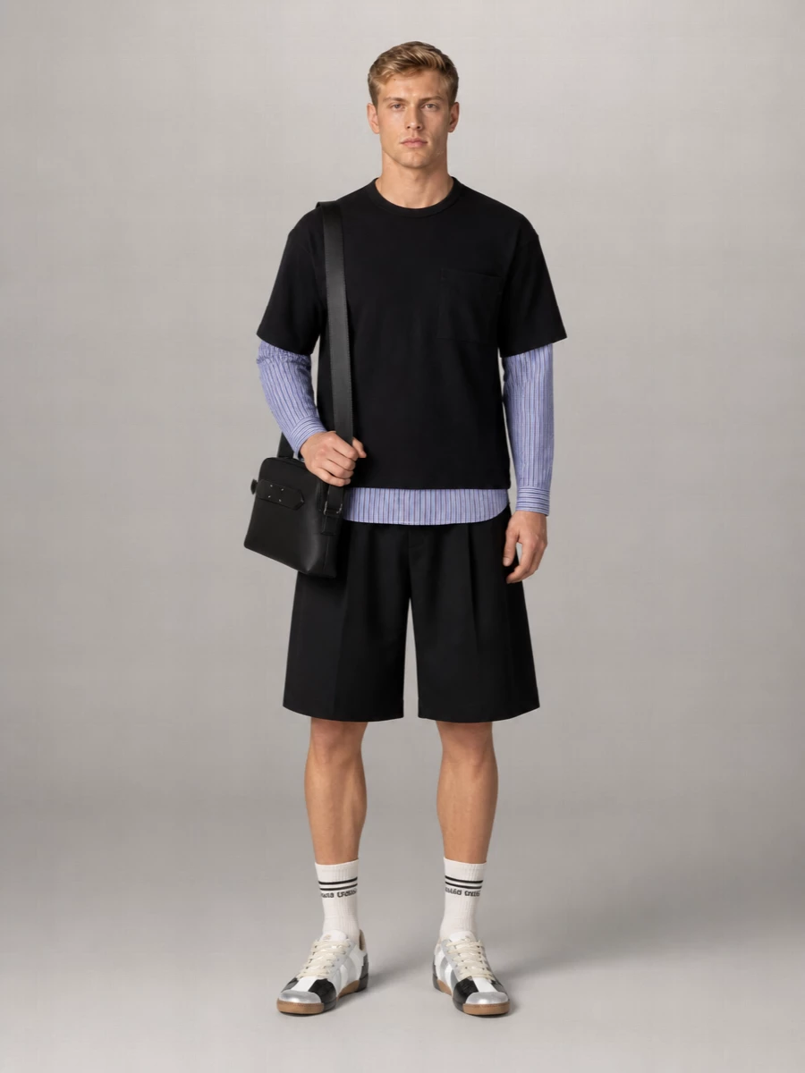 Comme Des Garçons Striped Cotton Poplin Insert Long-Sleeve T-Shirt