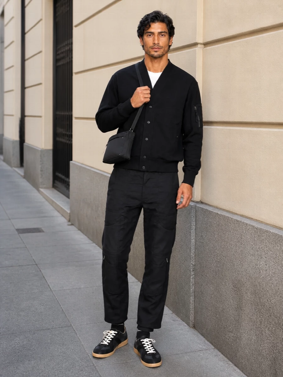 Cdg cardigan utility pants margiela sneakers