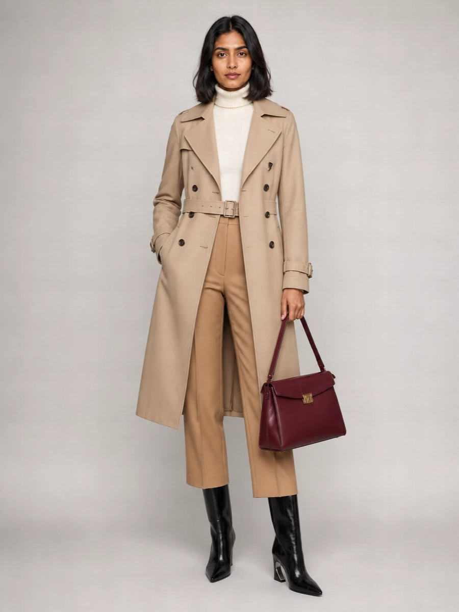 Fendi Double-Breasted Midi Trench Coat