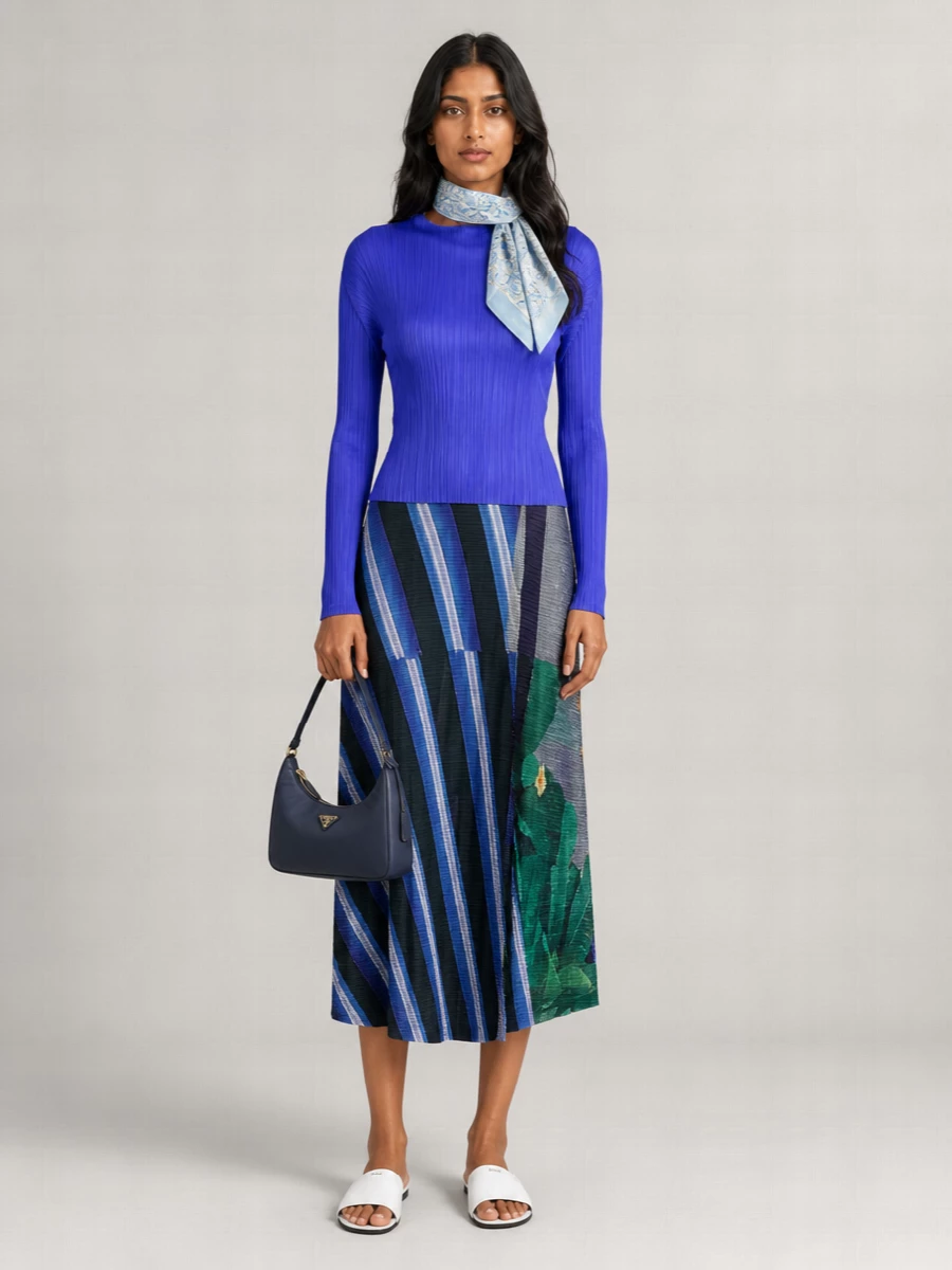 Pleats Please Issey Miyake Pleated Midi Skirt