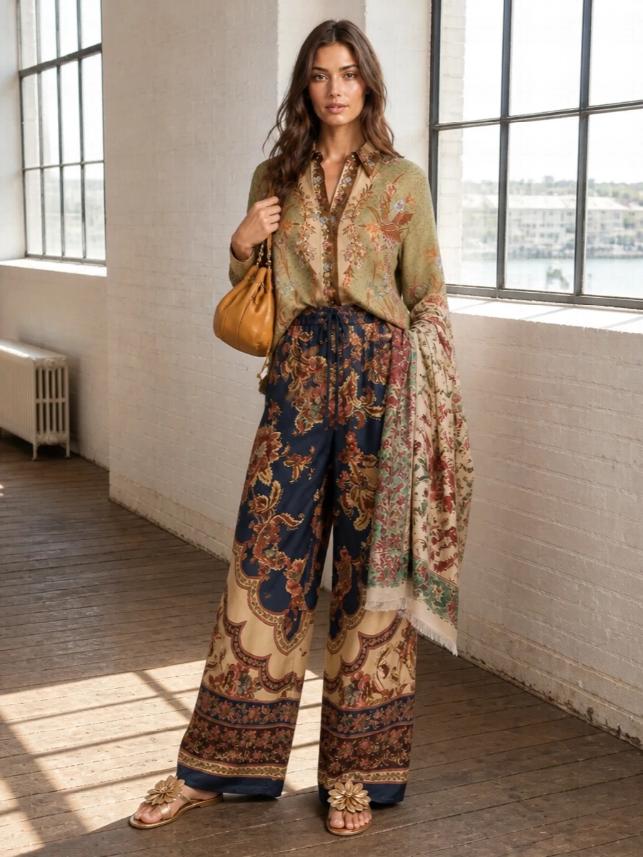 Zimmermann paisley wide leg pants printed shirt
