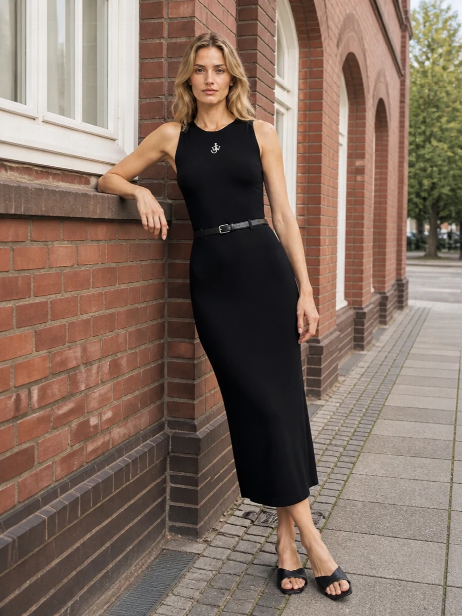 Jw anderson black midi dress minimalist evening