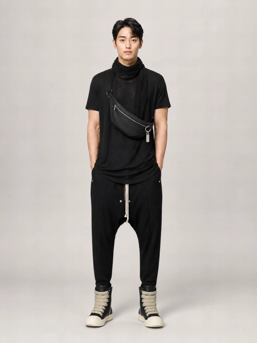 Rick Owens Merino Wool Silk Oversized Short-Sleeve T-Shirt