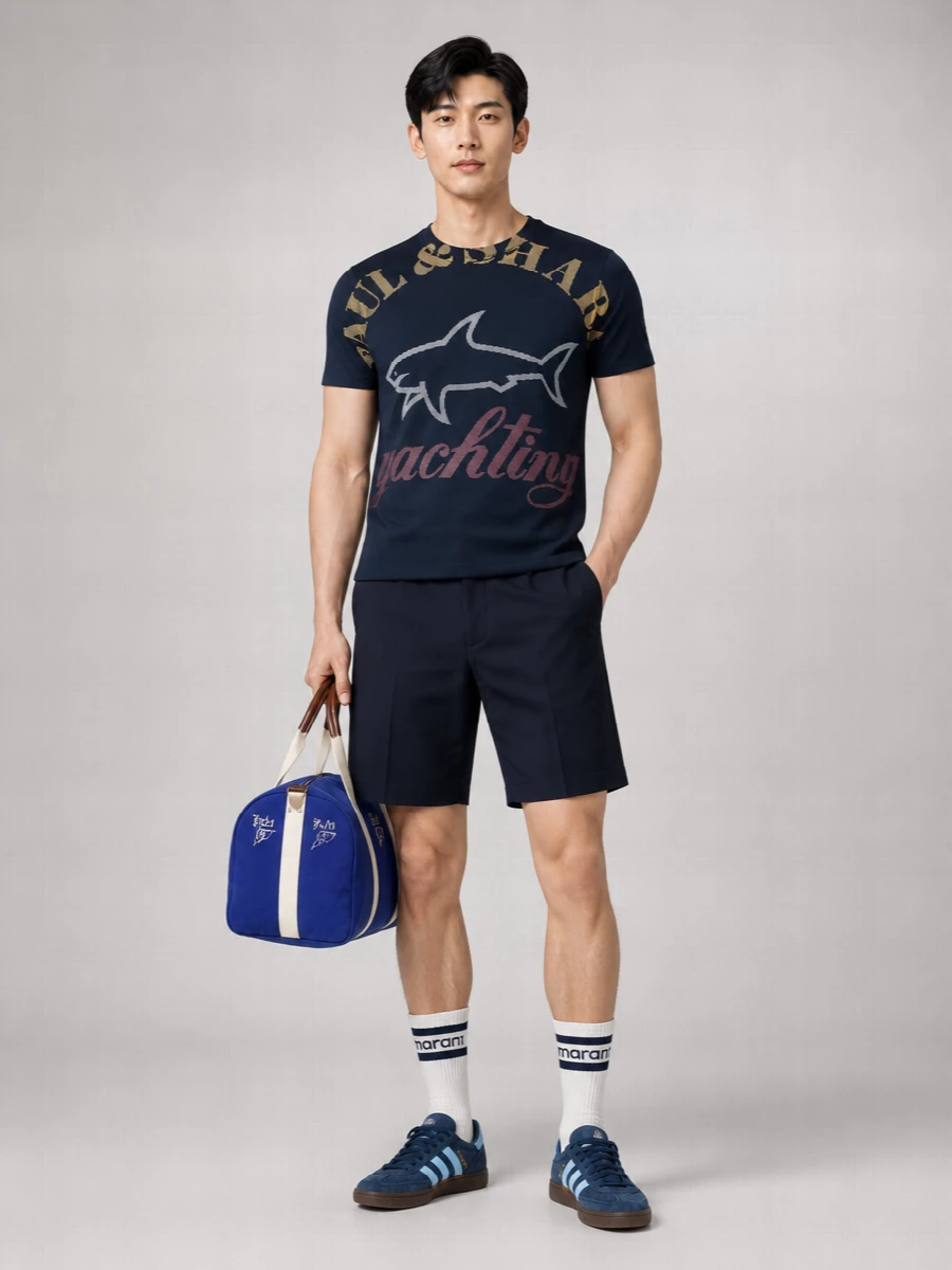 Paul & Shark Cotton Ribbed-Collar Crew-Neck T-Shirt