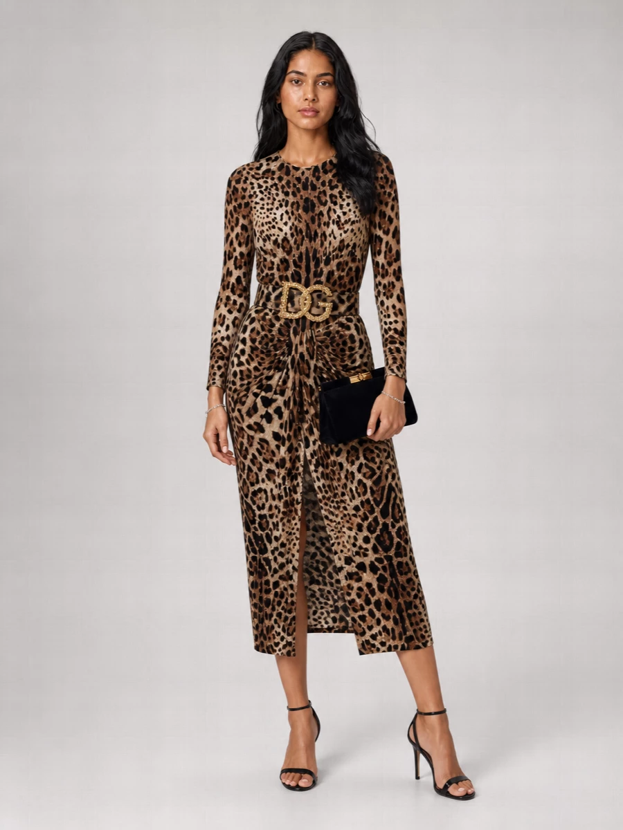 Dolce&Gabbana Leopard-Print Leather Belt