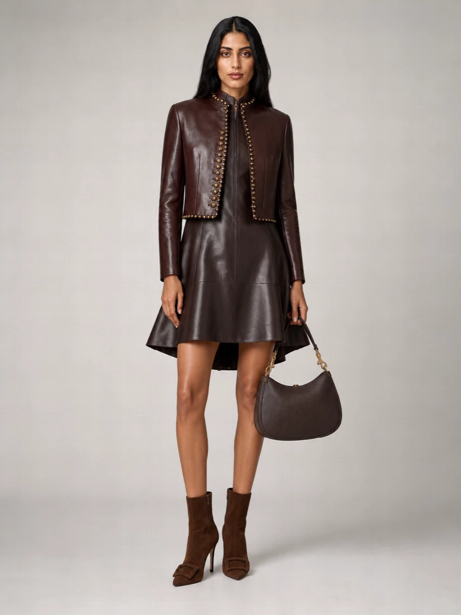 Etro studded cropped leather jacket