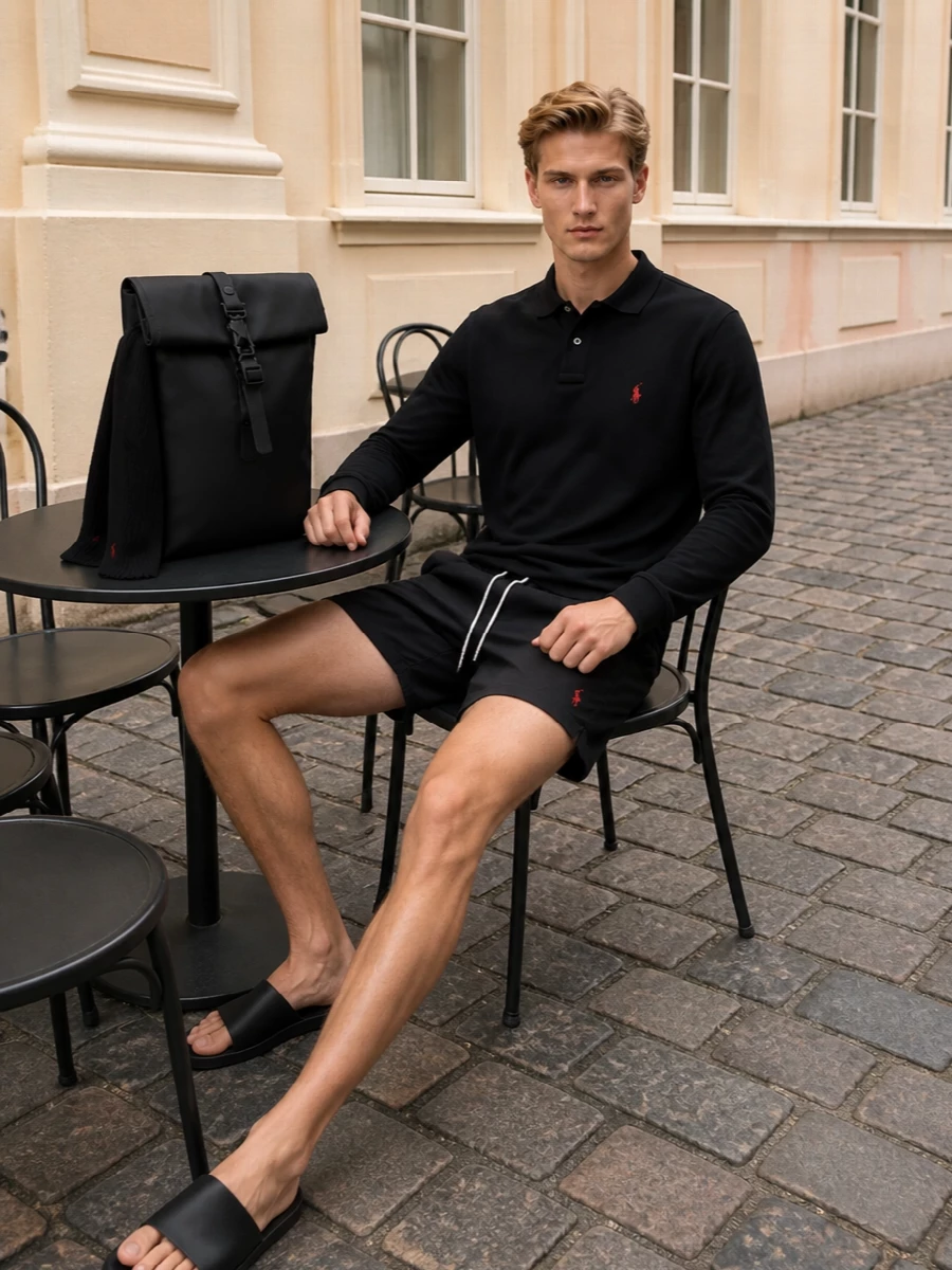Polo ralph lauren swim shorts black polo slides