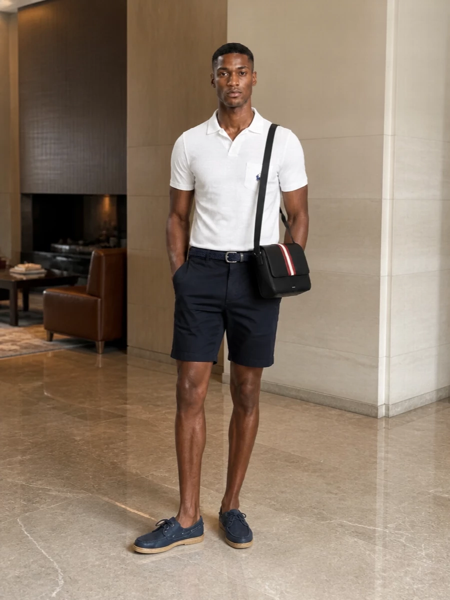 Polo ralph lauren navy chino shorts outfit