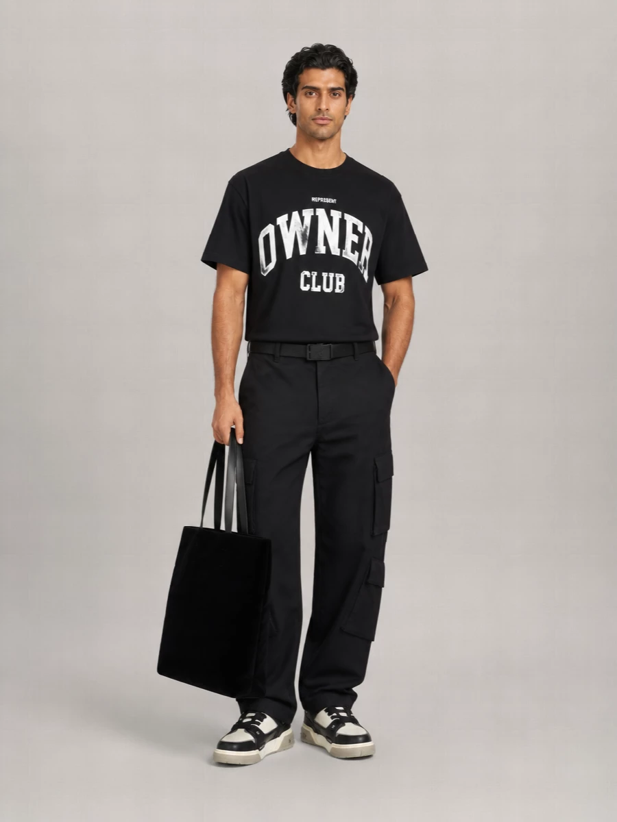 Represent Cotton Boxy Cropped Graphic T-Shirt