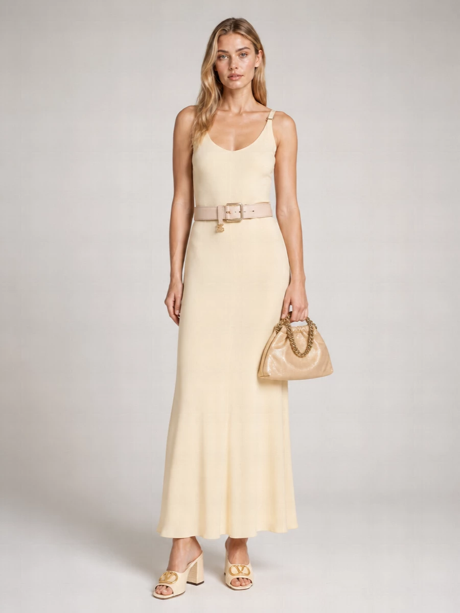 Sportmax Viscose Sleeveless V-Neck Maxi Dress