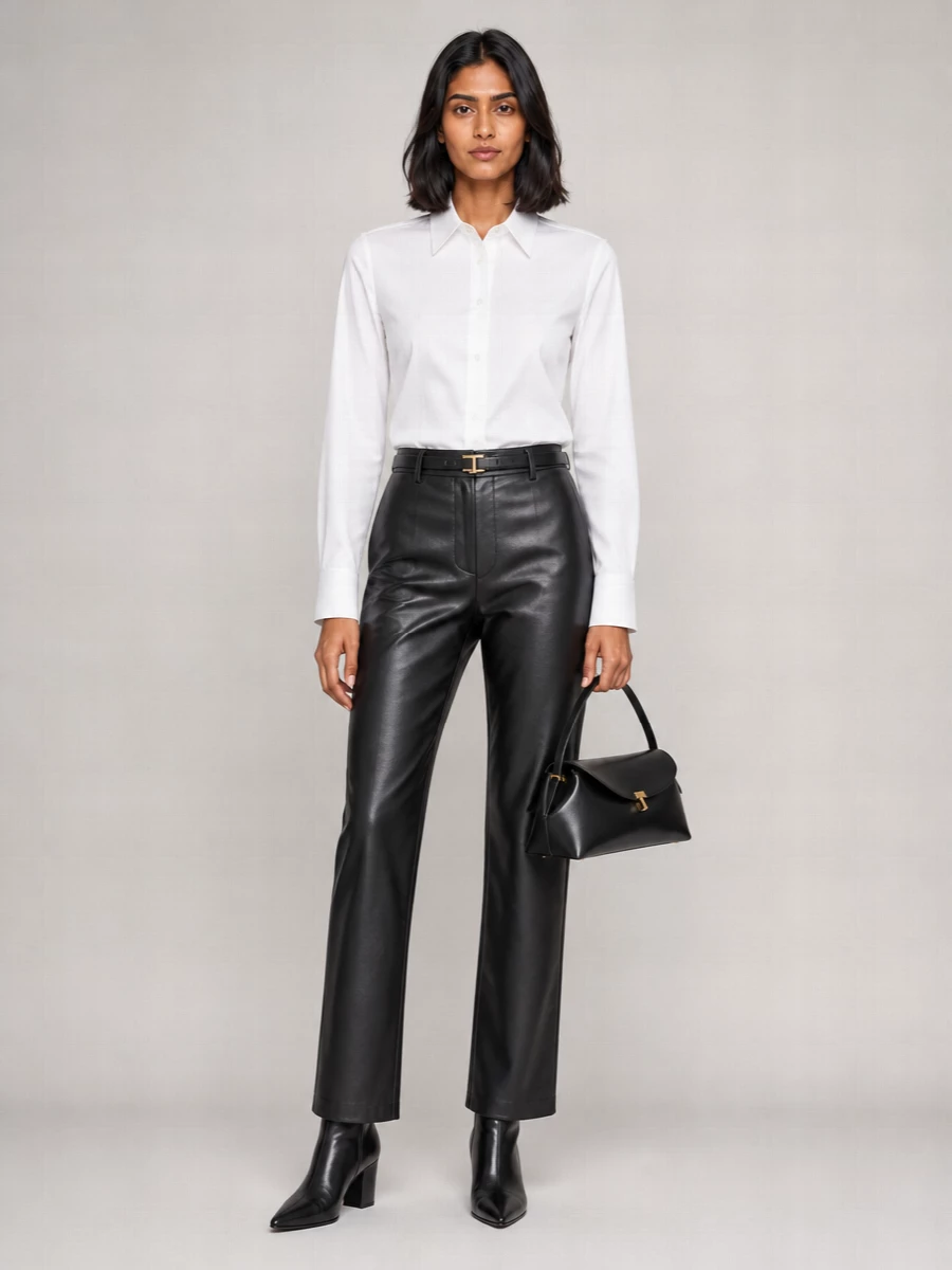 Totême Leather High-Rise Trousers