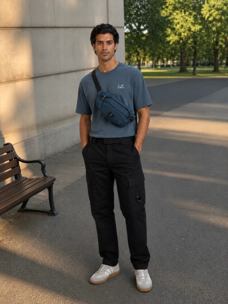 Cp company cargo outfit grey adidas trainers
