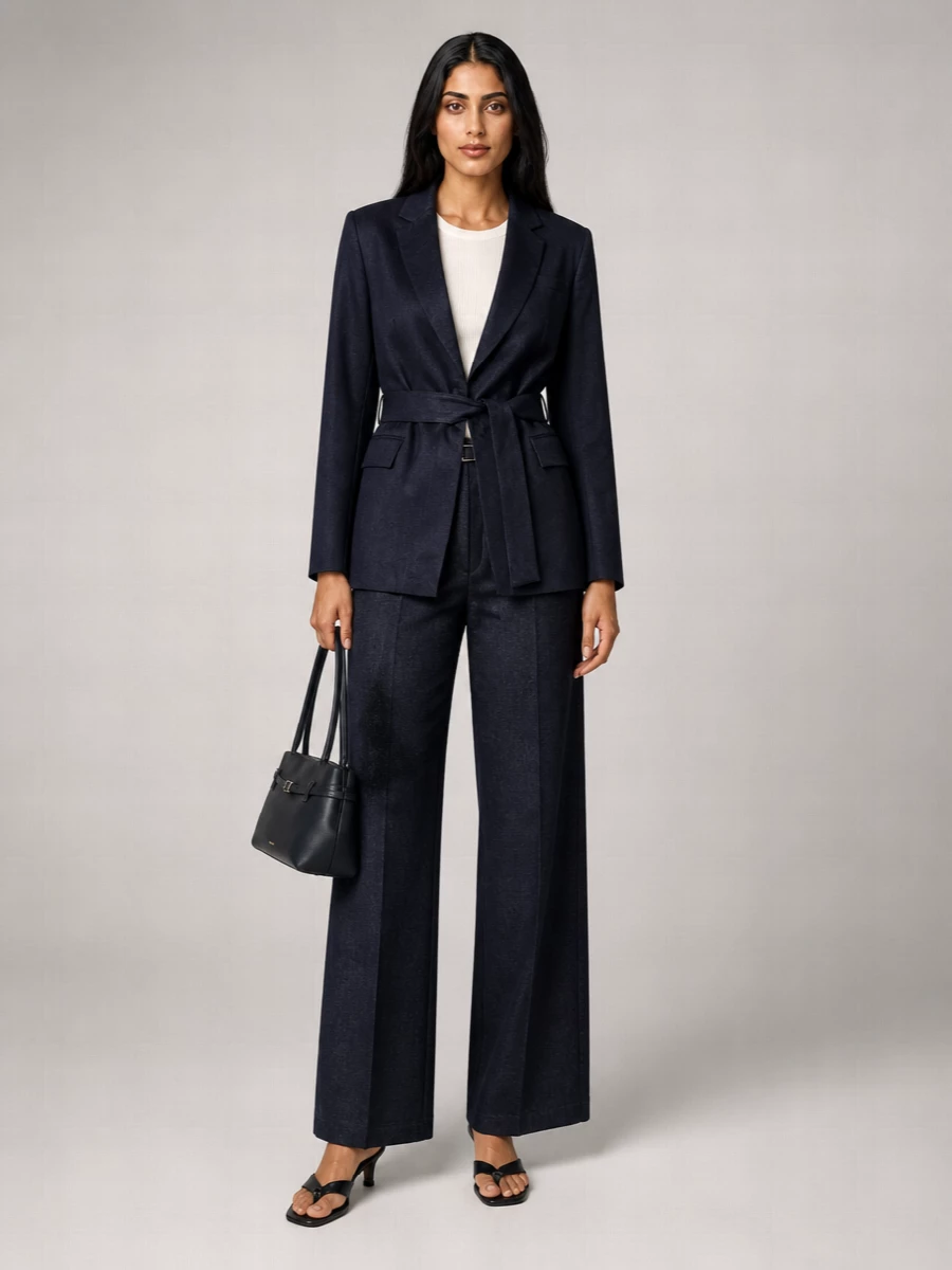 Semicouture Linen Belted Suit Jacket