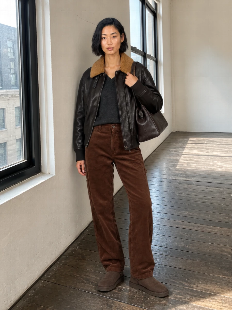 Dunst shearling bomber cargo pants ugg boots