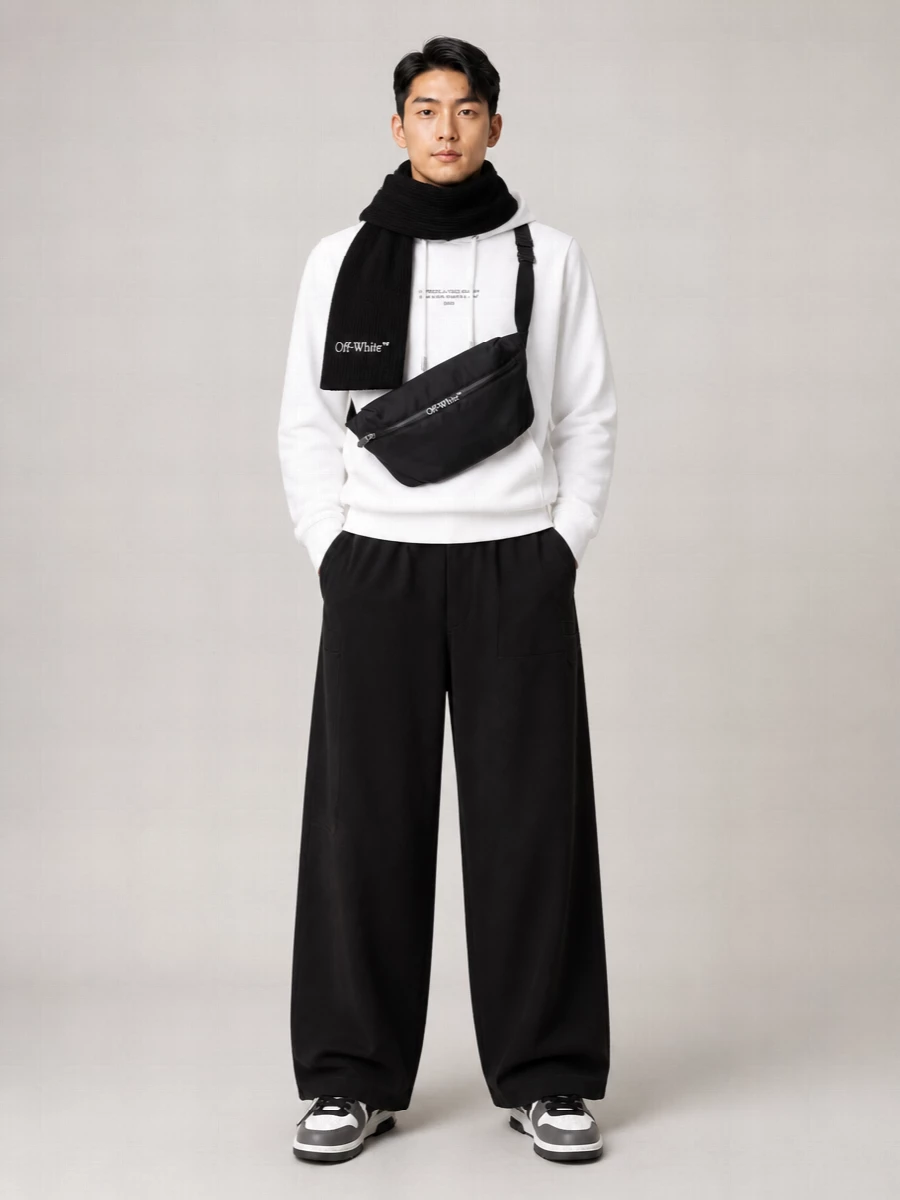 Off-White Cotton Logo Print Hoodie