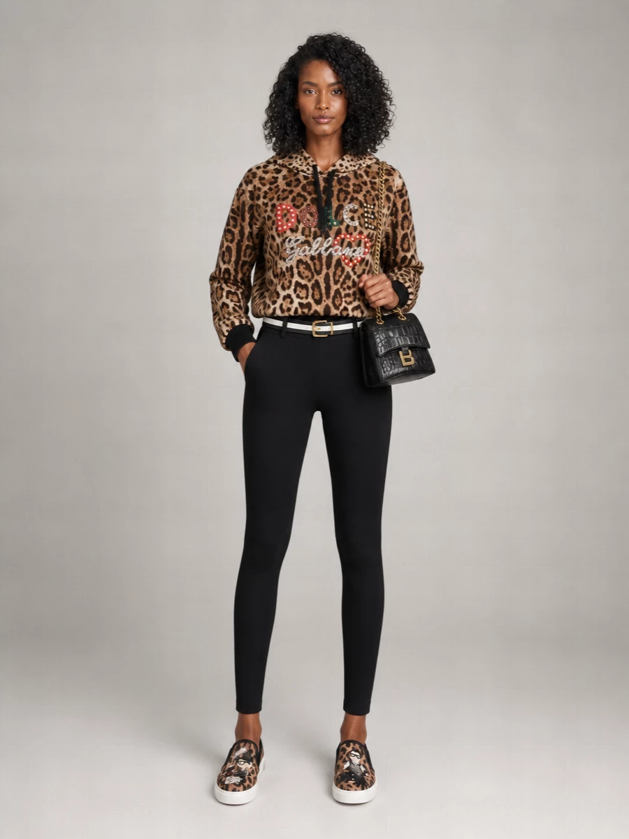 Dolce&Gabbana Leather Leopard-Print Slip-On Sneakers