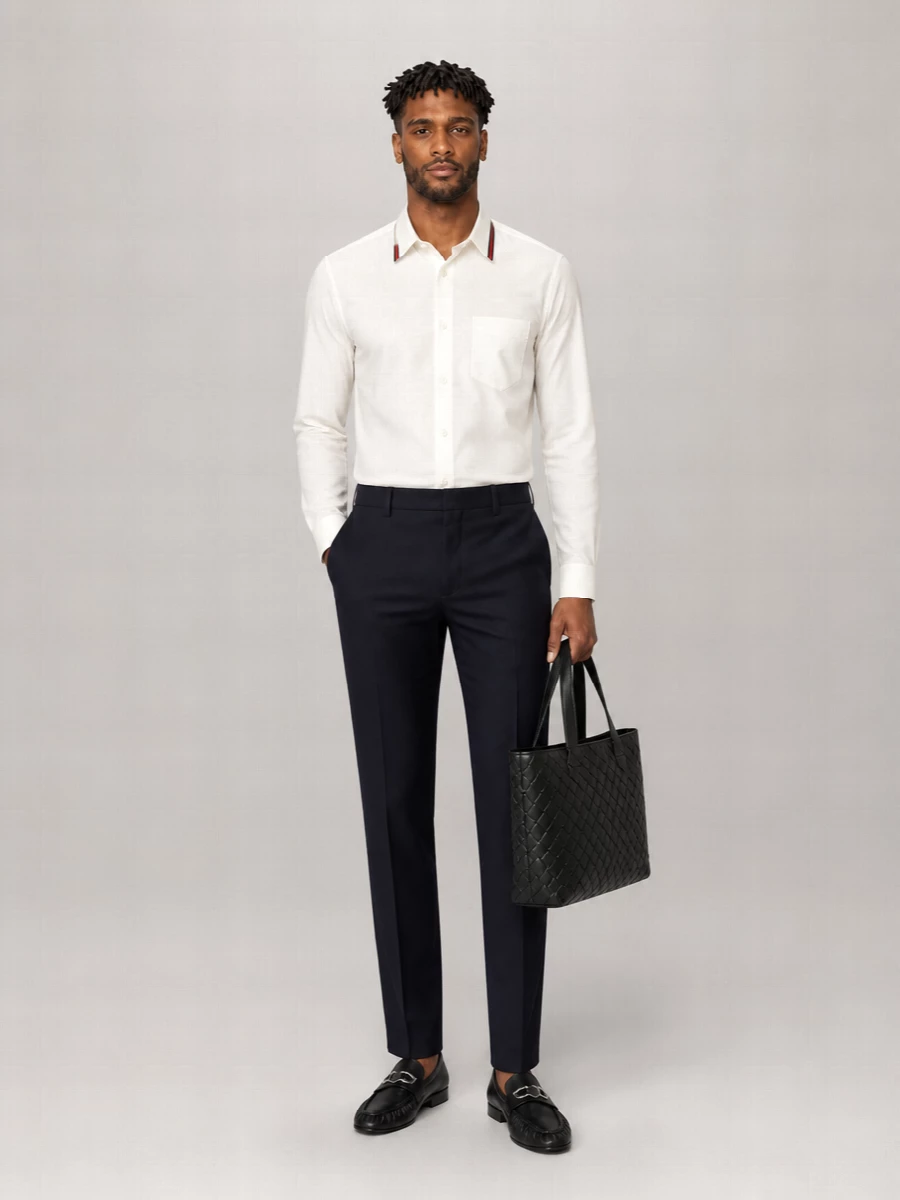 Gucci Web Stripe Long Sleeve Shirt Button Collar