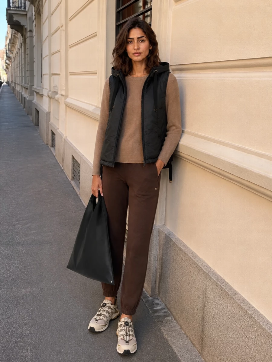 Max mara gilet camel knit technical joggers