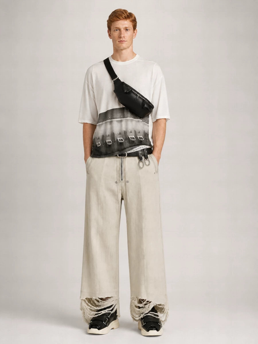 Rick Owens Denim Low-Rise Wide-Leg Cargo Shorts