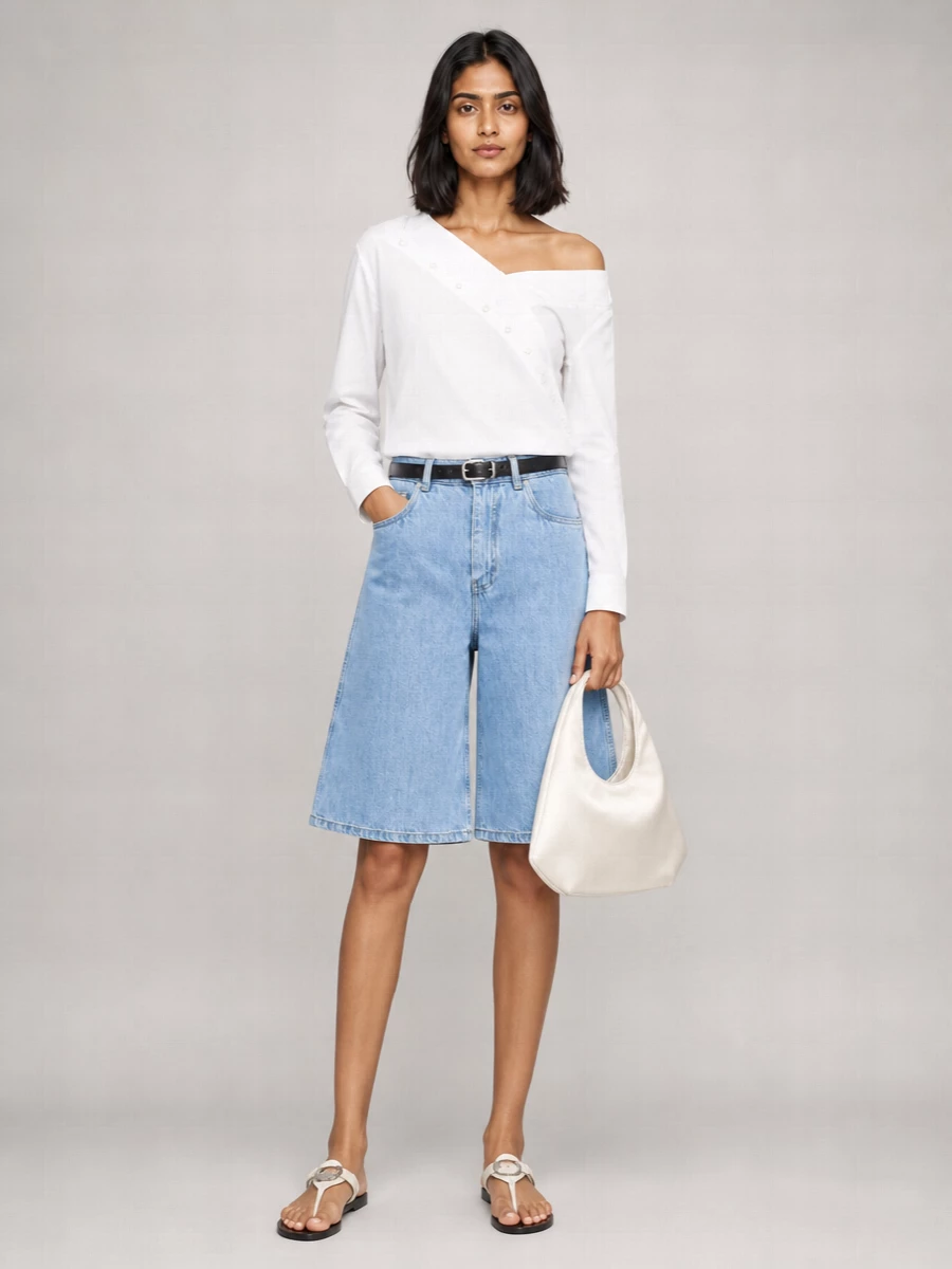 Coperni Denim Straight-Leg Bermuda Shorts