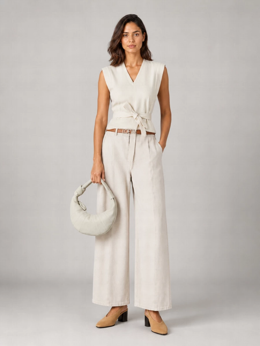 Lemaire Cotton Belted Wide-Leg Trousers