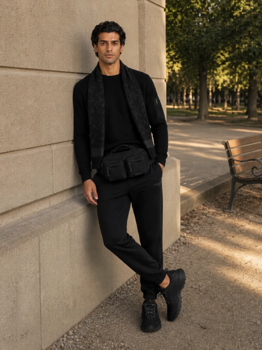 Givenchy black track pants technical sneakers outfit