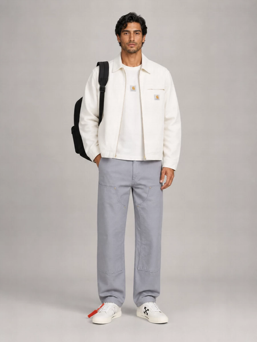 Off-White Canvas Low-Top Lace-Up Sneakers