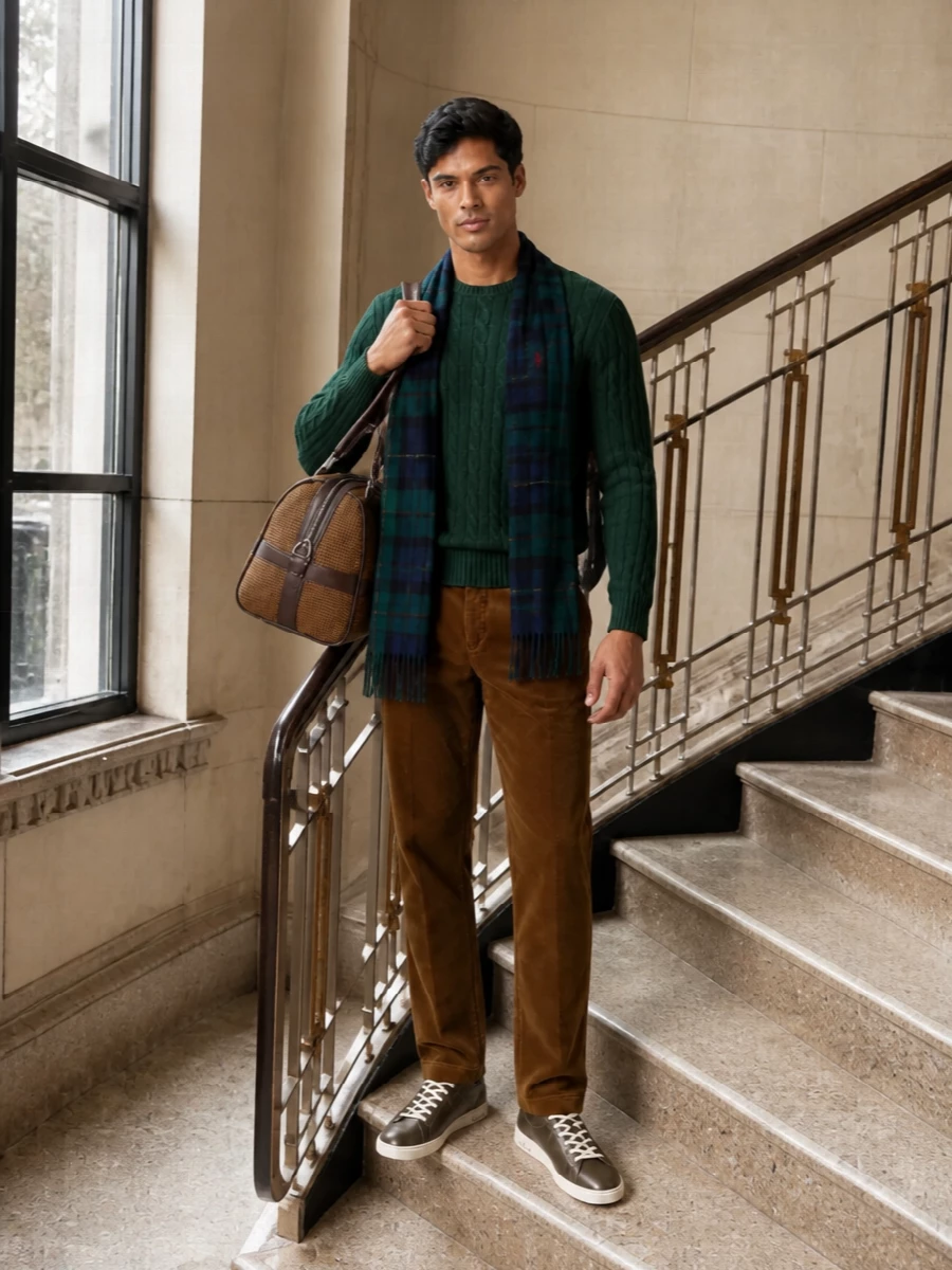 Polo ralph lauren green cable knit corduroy