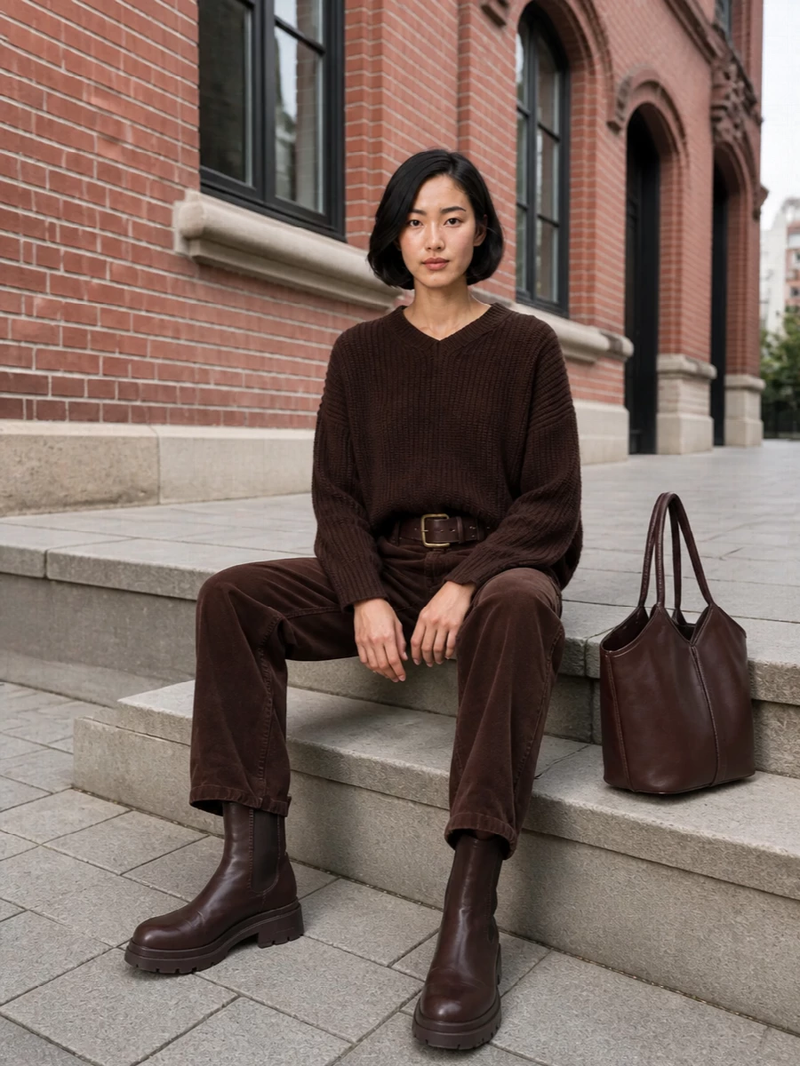 Haikure cargo brown knit chelsea boots