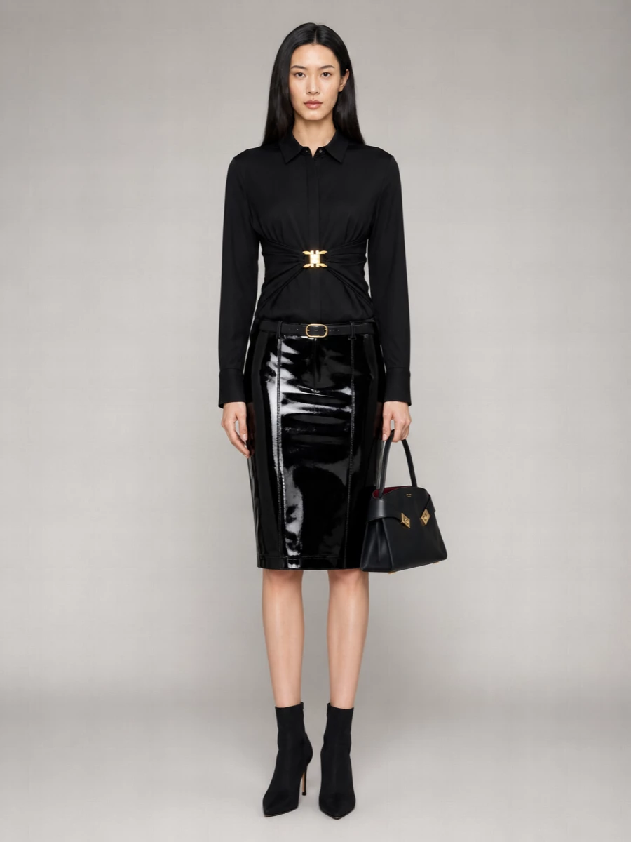 Ferragamo Patent Leather Pencil Skirt