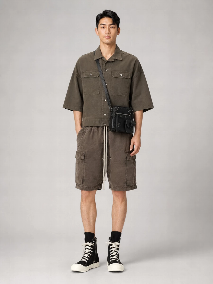 Rick Owens Drkshdw Cotton Oversized Short-Sleeve Shirt