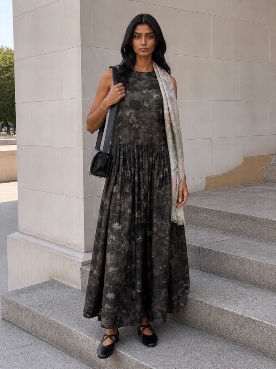 Uma wang floral maxi dress black ballerinas