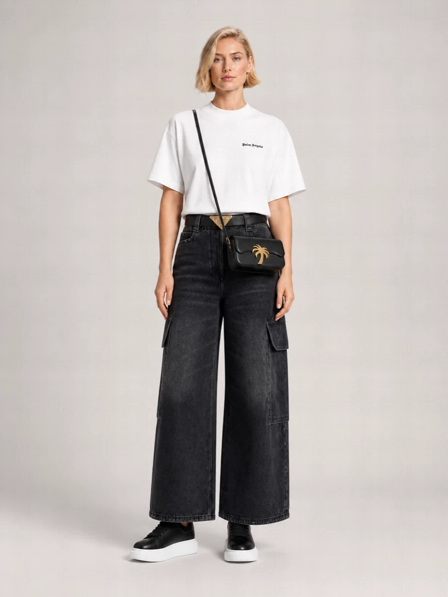 Palm Angels Cotton Ribbed Crew Neck Oversized T-Shirt Set