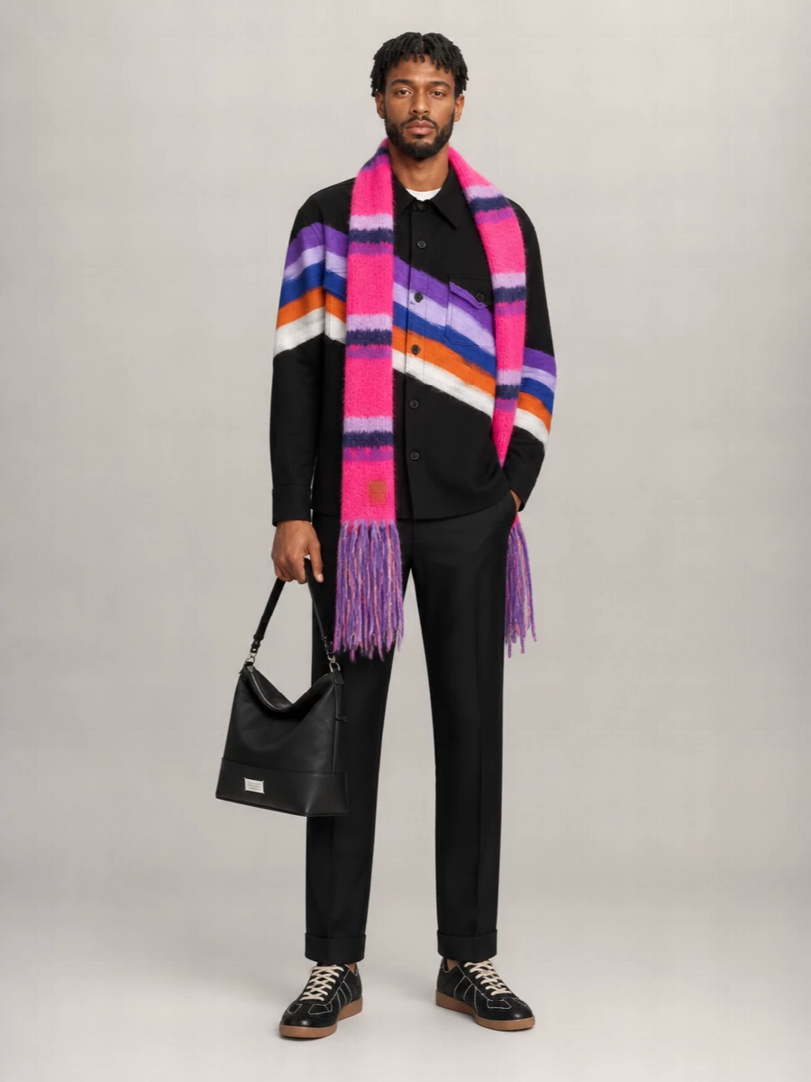 Marni Fringed Embroidered Mohair Scarf