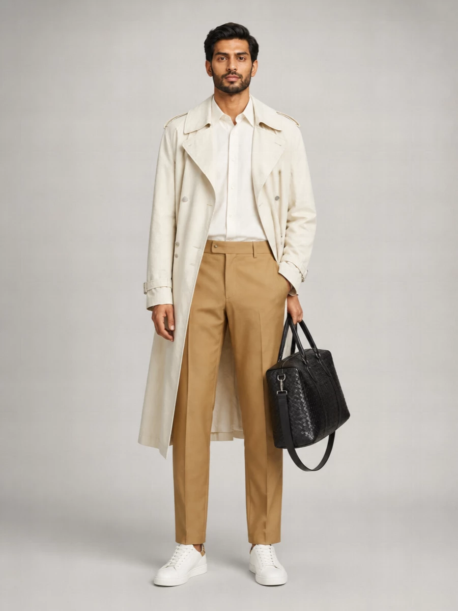 Burberry Long Double-Breasted Belted Trench Coat