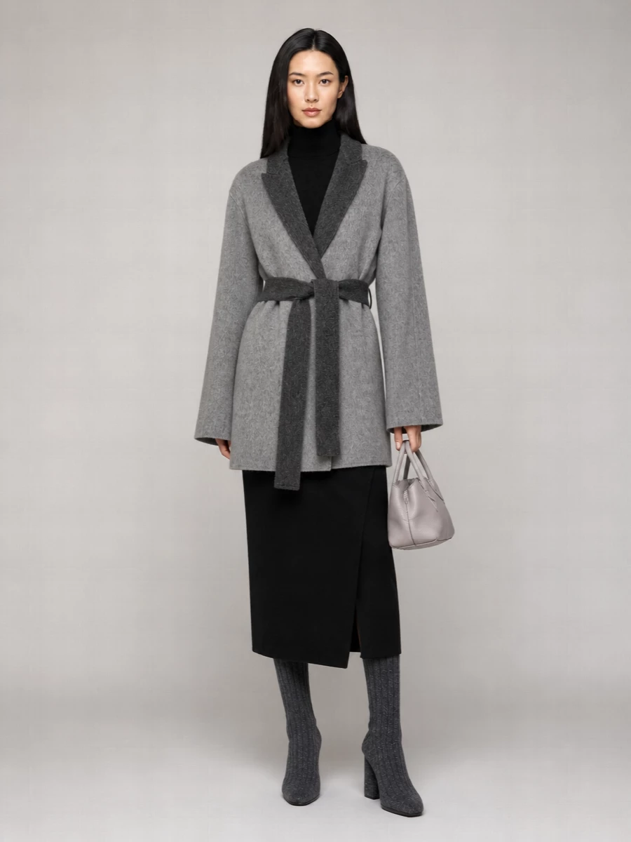 Alberta Ferretti Wool Belted Cape Cardigan